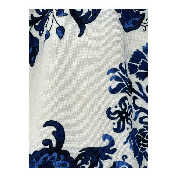 Mario Serrani Skirt Womens 4 A Line Blue White Geo Pockets Stretch Office Work - Picture 5 of 5